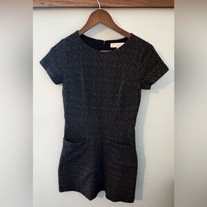 LOFT Petite Black & White Textured Work Dress